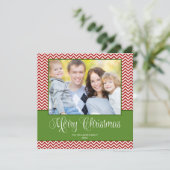 Red Green Chevron kerstvierkant Feestdagenkaart (Staand voorkant)