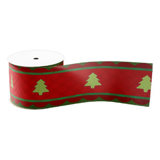 Red Green Christamas Trees Grosgrain Lint