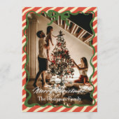 Red Green Christmas Family Photo Greeting Card Kaart (Voorkant)