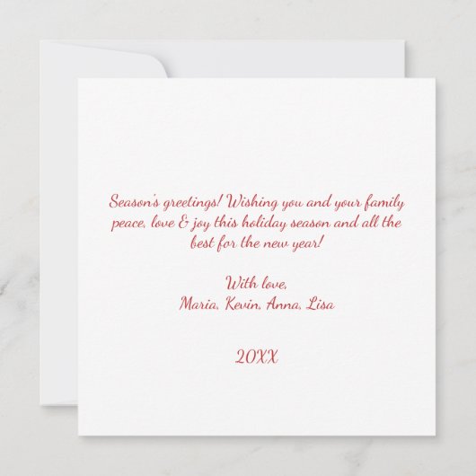 Red green Christmas Flat Card (Achterkant)