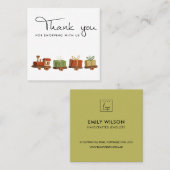 RED GREEN CHRISTMAS GIFT WOOD SPEELGOED TRAIN DANK VIERKANTE VISITEKAARTJE (Voorkant / Achterkant)