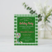 Red & Green Christmas Holiday Party  Briefkaart (Staand voorkant)