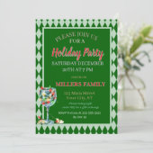 Red & Green Christmas Holiday Party  Kaart (Staand voorkant)