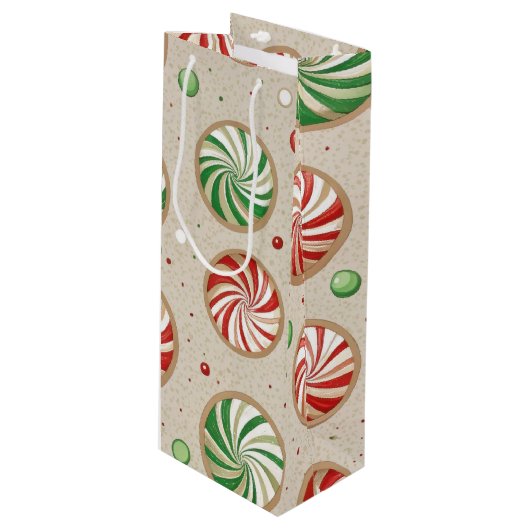 RED & GREEN CHRISTMAS MINT CANDIES WIJN CADEAUTAS (Voorkant Gekanteld)