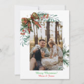Red Green Christmas Plaid Photo Holiday Card Kaart (Voorkant)