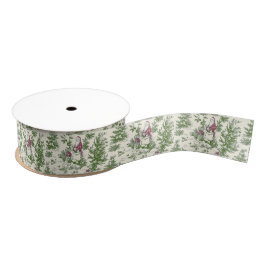 Red & Green Christmas Santa Toile Grosgrain Lint