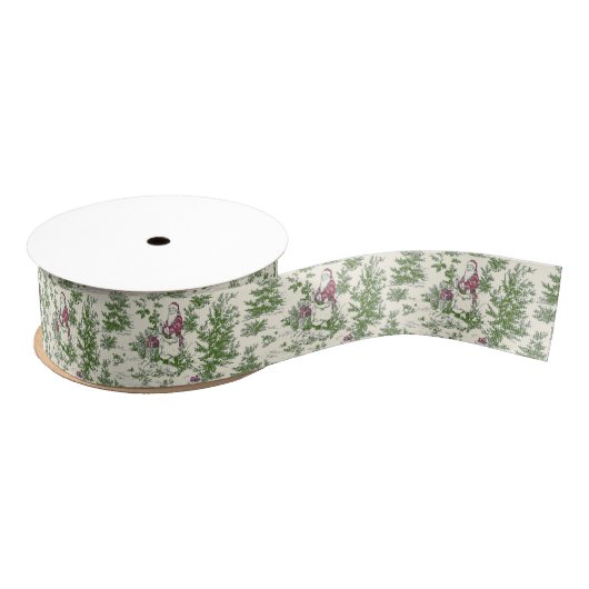 Red & Green Christmas Santa Toile Grosgrain Lint (Spoel)