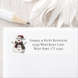 Red Green Christmas Snowman Etiket