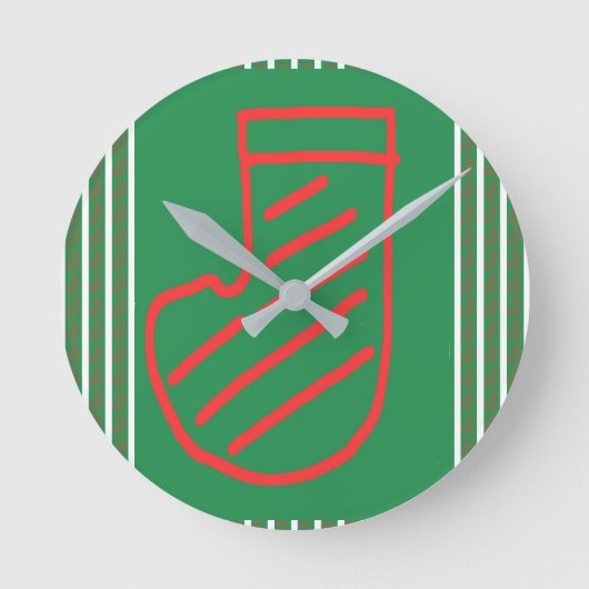Red Green Christmas Stocking on Green Ronde Klok (Voorkant)