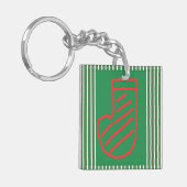 Red Green Christmas Stocking on Green Sleutelhanger (Voorkant Links)