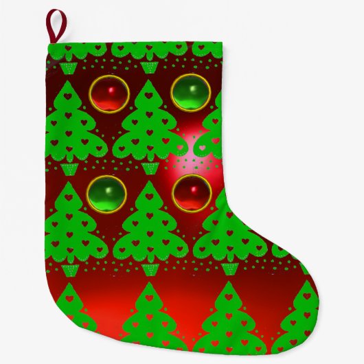 RED GREEN CHRISTMAS TREE MET HEARTS GROTE KERSTSOK (Voorkant)