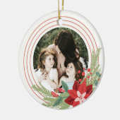 Red Green Circle Kerstmis Foto Poinsettia Floral Keramisch Ornament (Links)