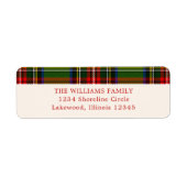 Red Green Classic Christmas Plaid Retouradres Etiket (Voorkant)