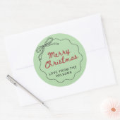 Red Green Coquette Retro Bow Christmas Holiday  Ronde Sticker (Envelop)