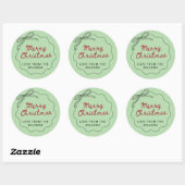 Red Green Coquette Retro Bow Christmas Holiday  Ronde Sticker (Vel)