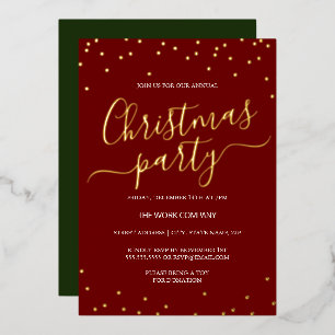 Red Green Corporate Christmas Party Confetti Folie Uitnodiging