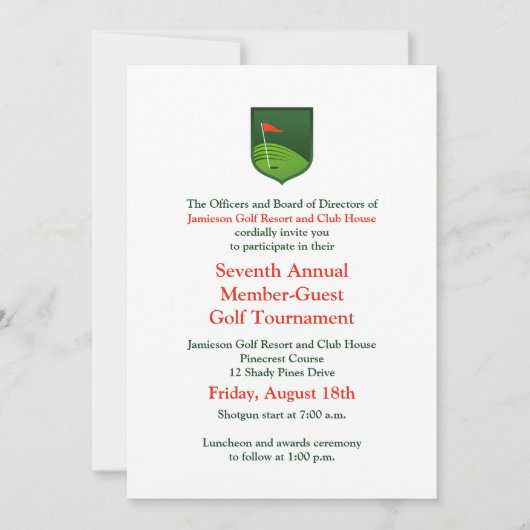 Red Green Corporate Golf Tournament Invitation Kaart (Voorkant)