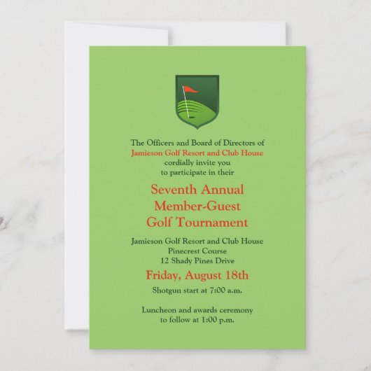 Red Green Corporate Golf Tournament Invitation Kaart (Voorkant)