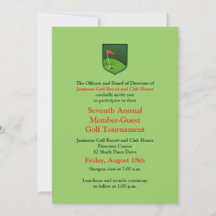 Red Green Corporate Golf Tournament Invitation Kaart