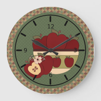 Red & Green Country Apples Round Wall Clock Grote Klok