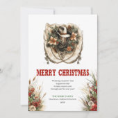 Red green cowboy Christmas greeting card design Feestdagenkaart (Voorkant)