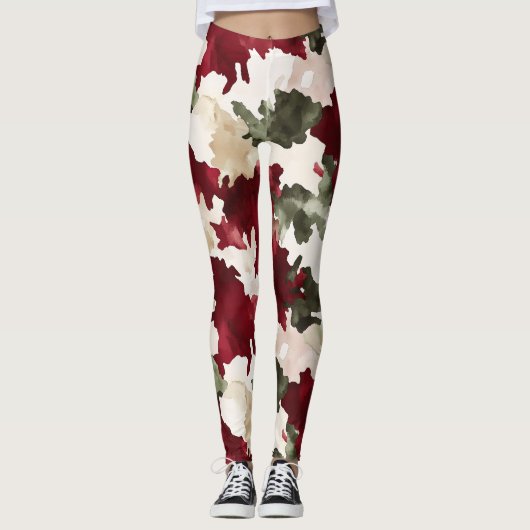 Red Green Cream Camo Leggings (Voorkant)