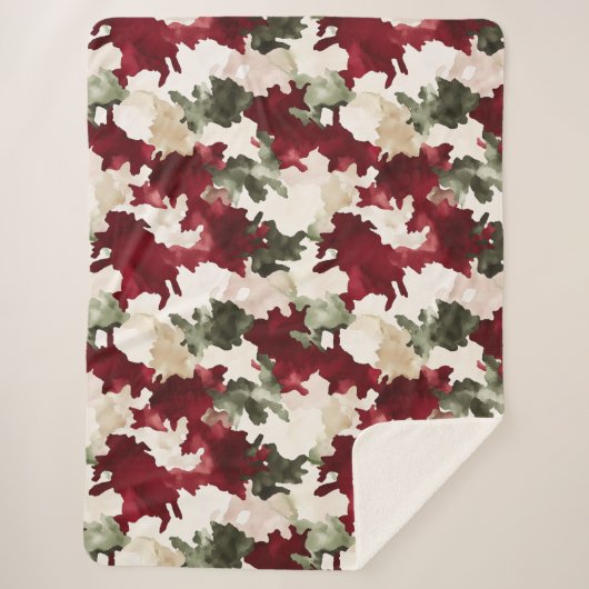 Red Green Cream Camo Sherpa Deken (Voorkant)