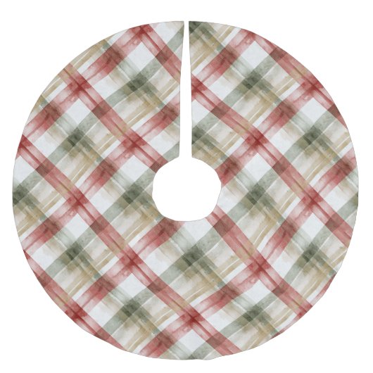 Red Green Cream Stripes Christmas Kerstboom Rok (Voorkant)