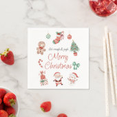 Red Green Cute Santa Kerstparty Napkin Servet (Insitu)