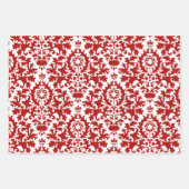 Red Green Damask Pattern Christmas Inpakpapier Vel (Voorkant 3)