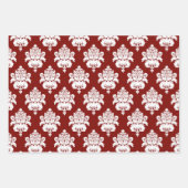 Red Green Damask Pattern Christmas Inpakpapier Vel (Voorkant 2)