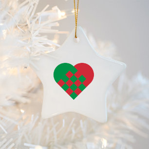Red Green Danish Heart Keramisch Ornament