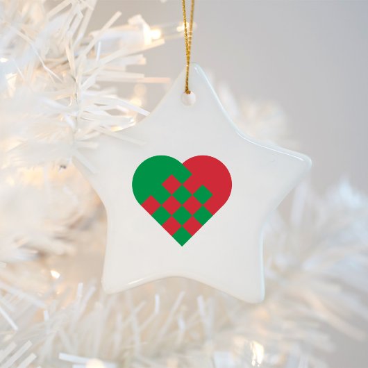 Red Green Danish Heart Keramisch Ornament