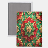 Red Green Decorative Christmas Holiday Magnet (Voorkant / Achterkant)