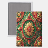 Red Green Decorative Christmas Holiday Magnet (Voorkant / Achterkant)