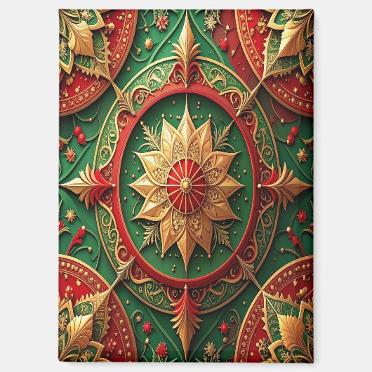 Red Green Decorative Christmas Holiday Magnet (Voorkant)