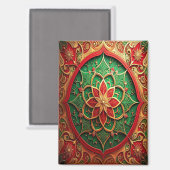 Red Green Decorative Christmas Holiday Magnet (Voorkant / Achterkant)