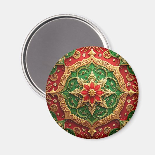 Red Green Decorative Christmas Holiday Magnet (Voorkant / Achterkant)