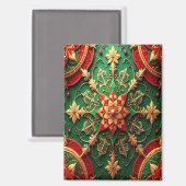Red Green Decorative Christmas Holiday Magnet (Voorkant / Achterkant)