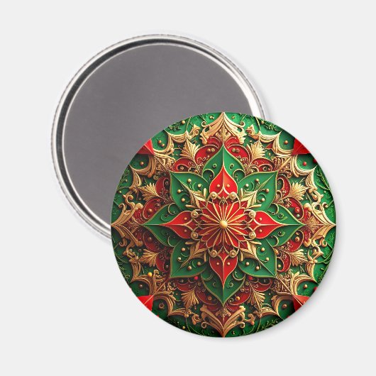 Red Green Decorative Christmas Holiday Magnet (Voorkant / Achterkant)