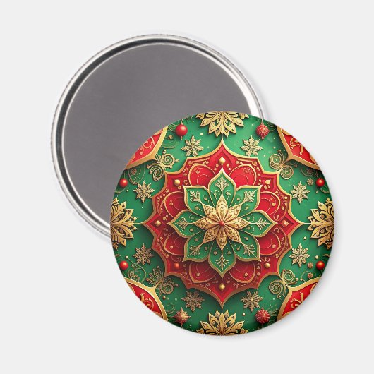 Red Green Decorative Christmas Holiday Magnet (Voorkant / Achterkant)