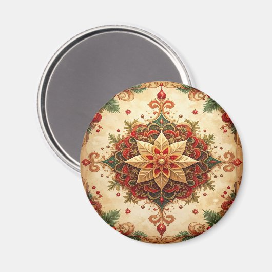 Red Green Decorative Christmas Holiday Magnet (Voorkant / Achterkant)