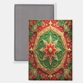Red Green Decorative Christmas Holiday Magnet (Voorkant / Achterkant)