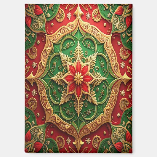 Red Green Decorative Christmas Holiday Magnet (Voorkant)