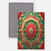 Red Green Decorative Christmas Holiday Magnet (Voorkant / Achterkant)