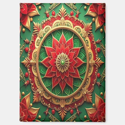 Red Green Decorative Christmas Holiday Magnet (Voorkant)