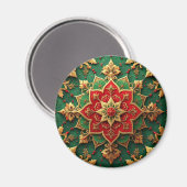 Red Green Decorative Christmas Holiday Magnet (Voorkant / Achterkant)