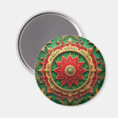 Red Green Decorative Christmas Holiday Magnet (Voorkant / Achterkant)
