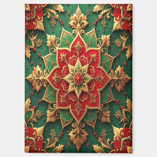 Red Green Decorative Christmas Holiday Magnet (Voorkant)
