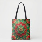 Red Green Decorative Christmas Holiday Tote Bag (Voorkant)